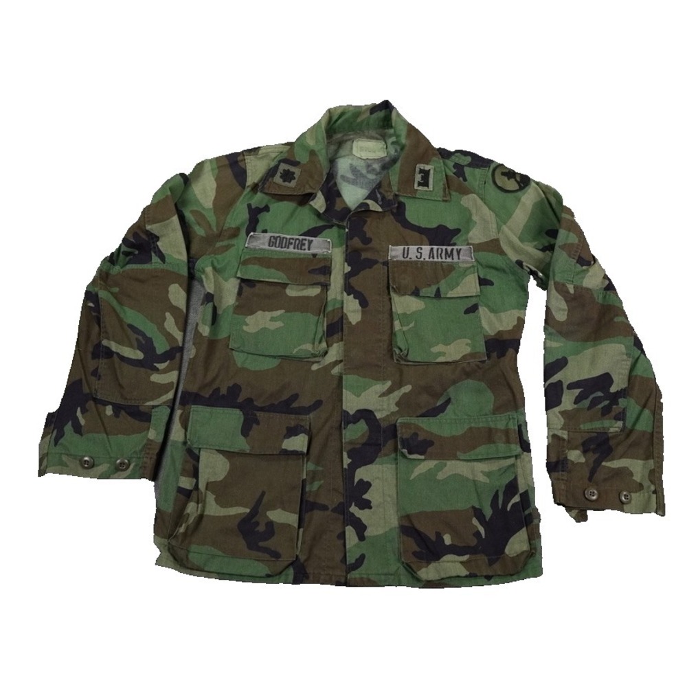 VTG US Army Woodland Camo BDU Jacket‎ Field Grade Officer Oak Leaf 94th Infantry